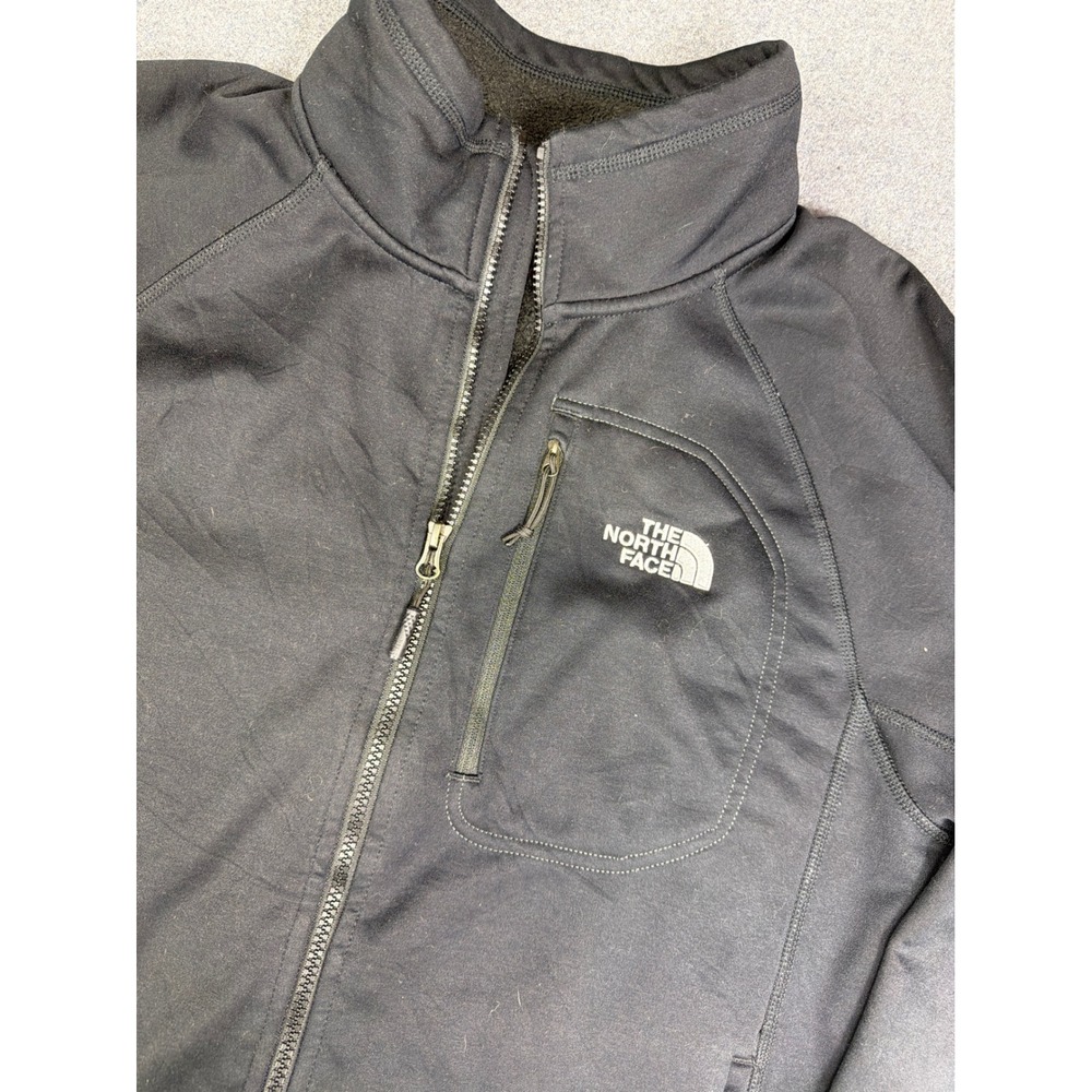 The North Face Softshell Jacket Mens Large Fleece Lined Coat Black Full Zip